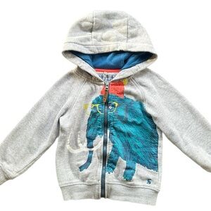 Joules Seth Novelty Grey Zip Sweatshirt Hoodie Size 4